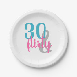Prato De Papel Trinta e placas de papel do aniversário Flirty