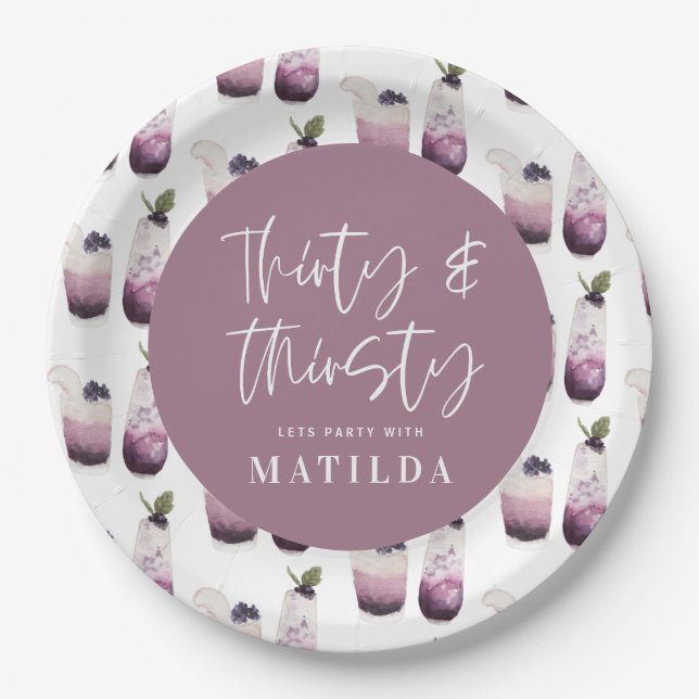 Prato De Papel Trinta e sede de aniversário de 30 anos (Frente)