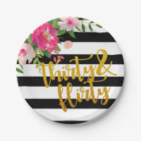 Trinta & placa Flirty - florais com preto & branco