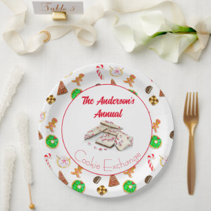 Prato De Papel Troca de Cookies de Natal com Aquarela