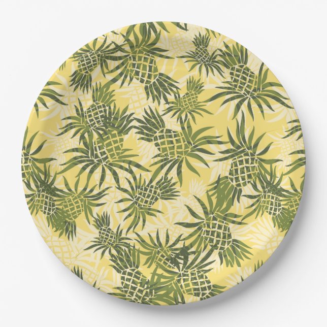Prato De Papel Tropical de Pineapple Camo Hawaiian (Frente)