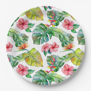 Prato De Papel Tropical Hibiscus Palm deixa o Havaí