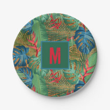 Tropical Monogramada no Wicker Impressão