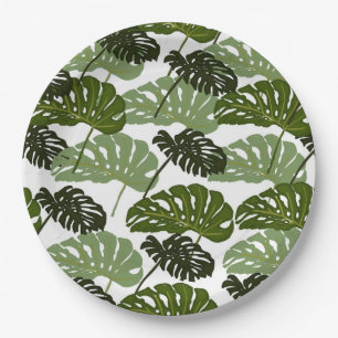 Prato De Papel Tropical Monstera Leaf Green