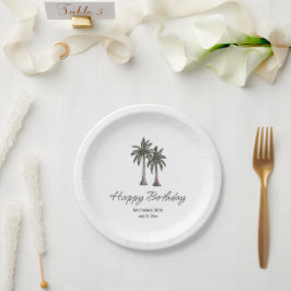Prato De Papel Tropical Palm Trees Elegant 30th Birthday Party