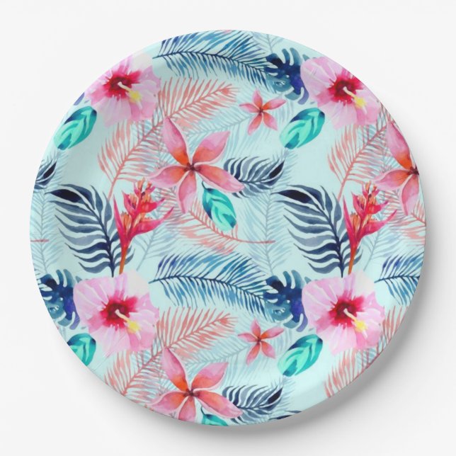Prato De Papel Tropical Paper Party Plates (Frente)