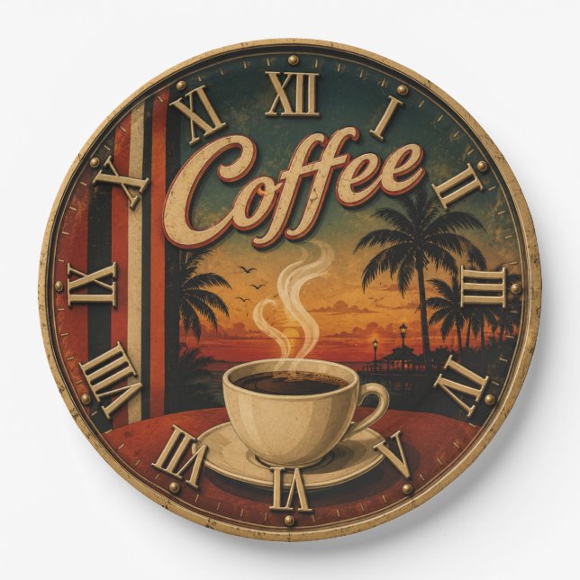 Prato De Papel Tropical Sunset Coffee (Frente)
