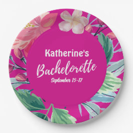 Prato De Papel Trópico como sua solteira tropical rosa-quente