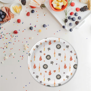 Prato De Papel Trucks Racing Checkers Modern Watercolor White