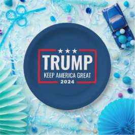 Prato De Papel Trump 2024 Keep America Great - blue red