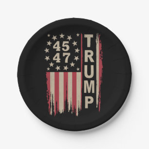 Prato De Papel Trump 45 47 Antigo Retro América Bandeira EUA