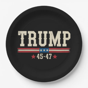 Prato De Papel Trump 45 47 Bandeira Americana EUA Retro Vintage