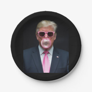 Prato De Papel Trump Pink Bubble Gum Presidente 47 EUA