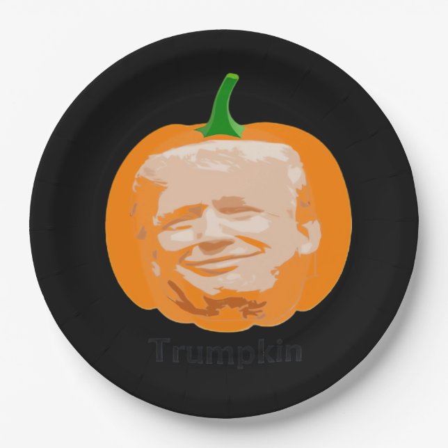 Prato De Papel Trumpkin Halloween Classic (Frente)