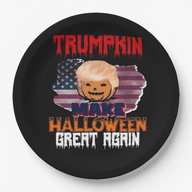 Prato De Papel Trumpkin Halloween Classic (Frente)
