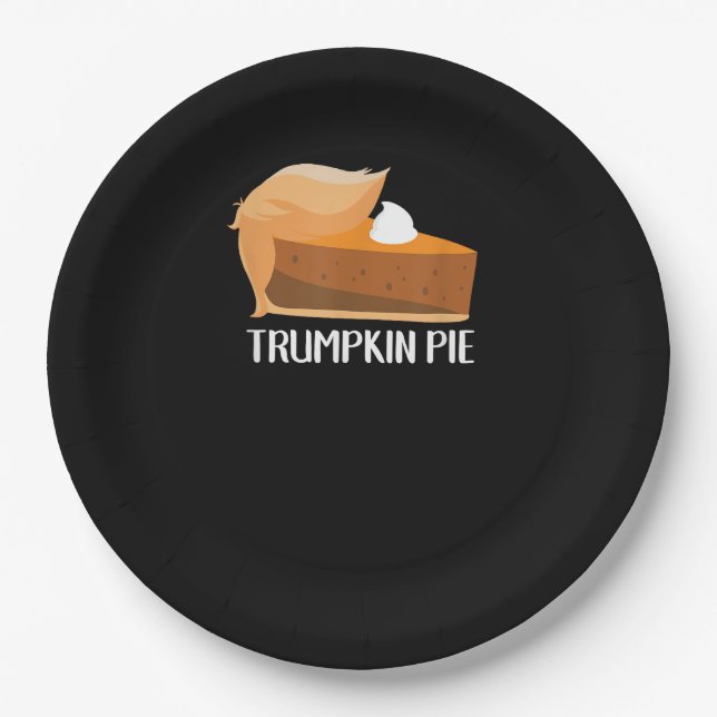 Prato De Papel Trumpkin Pie Pumpkin Engraçado Ação de Graças (Frente)