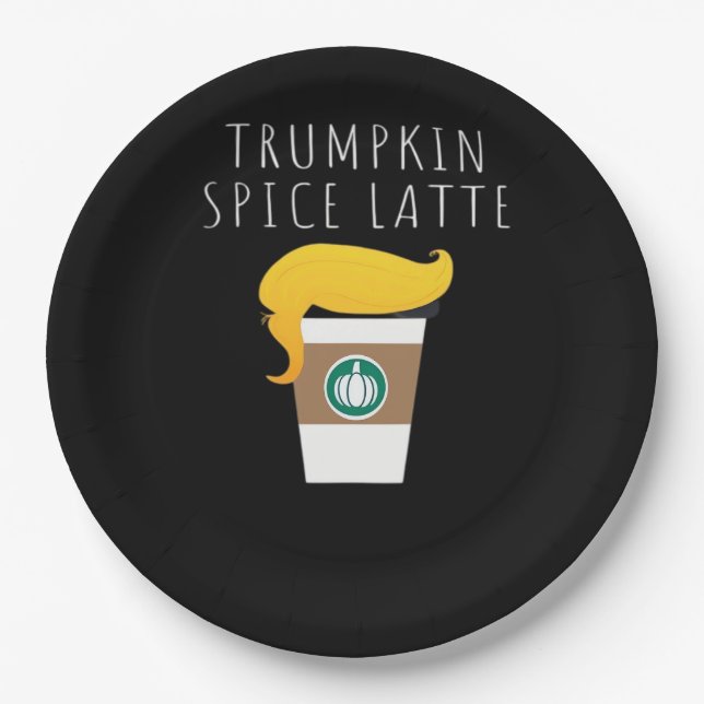 Prato De Papel Trumpkin Spice Latte Engraçado Donald Piada Pumpki (Frente)