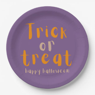 Prato De Papel Truque de Halloween ou Placa de Papel Elegante