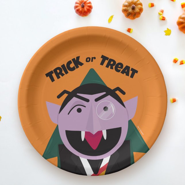 Prato De Papel Truque de Halloween ou Tratar a Rua Sesame (Plate on table)