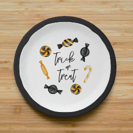 Prato De Papel Truque ou Tratamento Clássico de Doces de Hallowee
