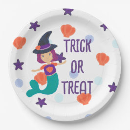 Prato De Papel Truque ou tratamento de bruxas de sereia do Pastel