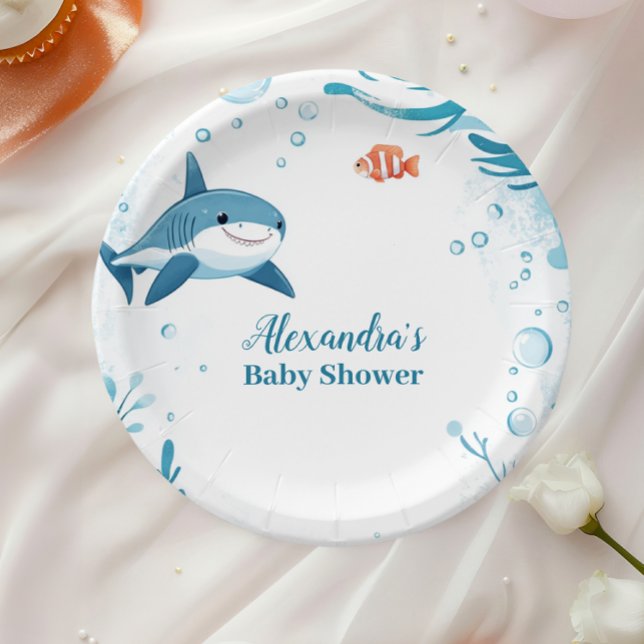 Prato De Papel Tubarão Sob Os Animais Do Oceano Marítimo (Criador carregado)