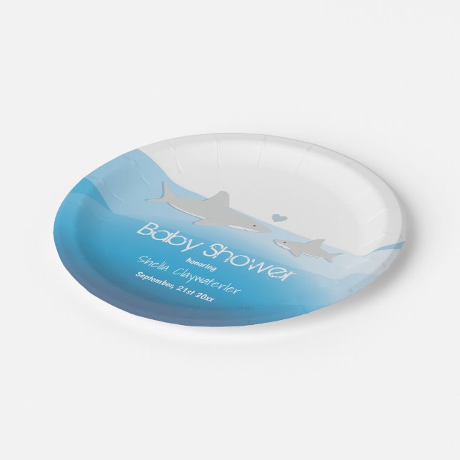 Prato De Papel Tubarões e oceanos | Placa de papel para Chá de fr (Inclinado)