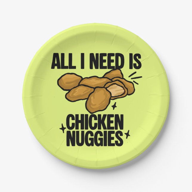 Prato De Papel Tudo O Que Eu Preciso É Frango Nuggies (Frente)