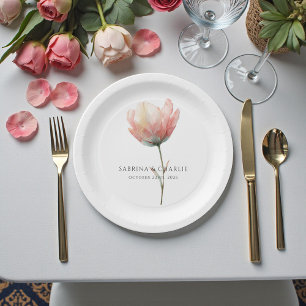 Prato De Papel Tulipa Roxa Roxa Elegante Floral Casamento
