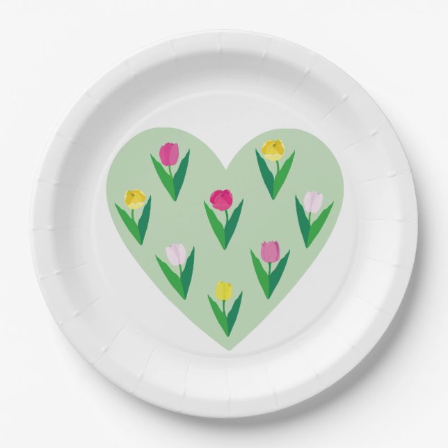 Prato De Papel Tulipas adoráveis. (Frente)