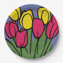 Prato De Papel Tulipas de primavera