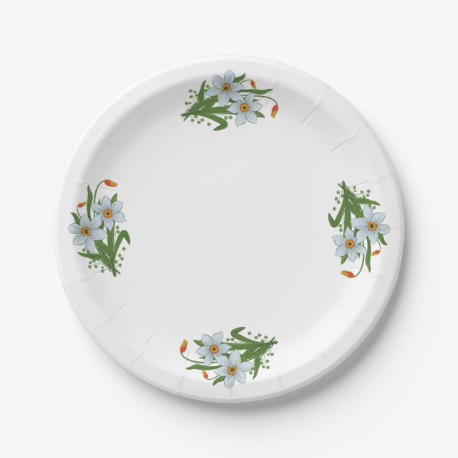 Prato De Papel Tulipas e Daffodils Flores Design 1 (Frente)