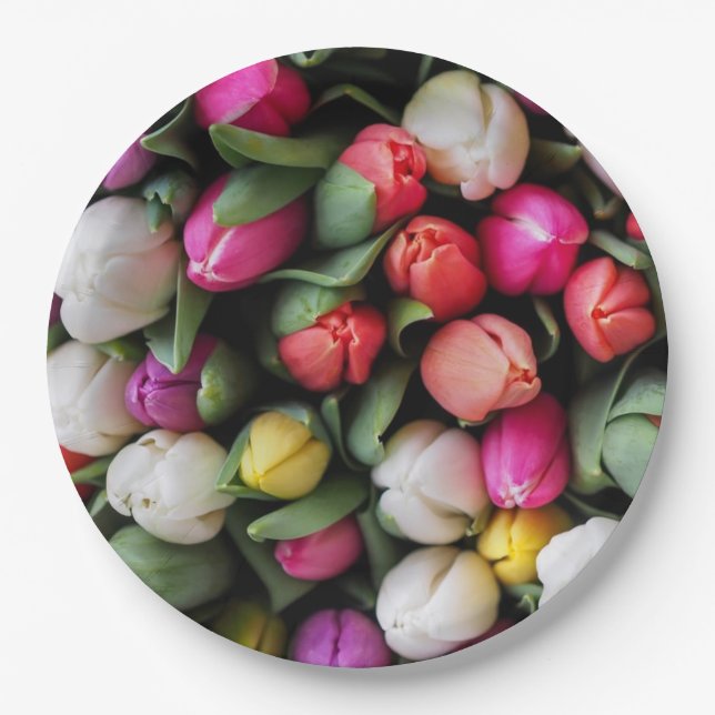Prato De Papel Tulipas Flores Coloridas Páscoa (Frente)