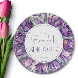 Prato De Papel Tulipas roxas de primavera Chá de noiva