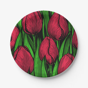 Prato De Papel Tulipas vermelhas