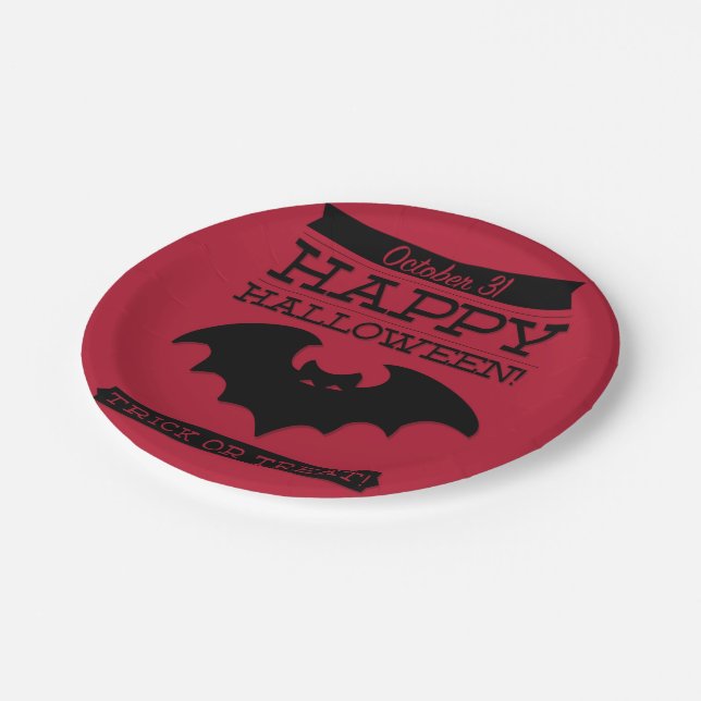 Prato De Papel Tupografia retro Halloween (Inclinado)