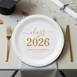 Prato De Papel Turma de 2026 Graduação em Letra Dourada  