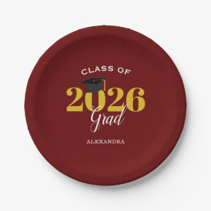 Prato De Papel Turma de 2026 Graduado Simples Bege e Dourado