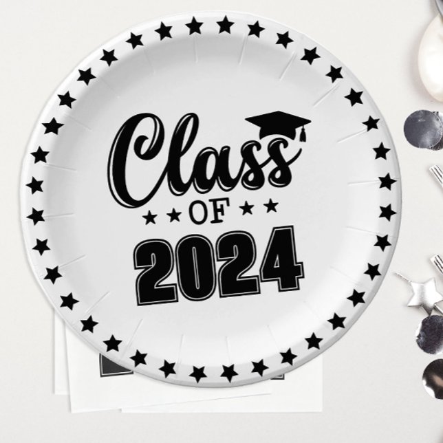 Prato De Papel Turma de Graduação (Easily customize the graduation year on these festive "Class of' graduation plates.)