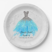 Turquesa Blue Vress Glitter Doce Dezesseis