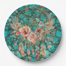 Prato De Papel Turquesa Dream Catcher