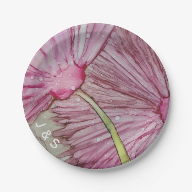 Prato De Papel Turquesa e Lavandas de Casamento de Placas de Pape (Frente)