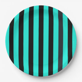 Prato De Papel Turquesa e tiras pretas impressão