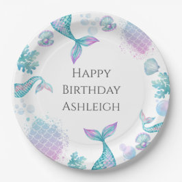 Prato De Papel Turquesa Sereia - Festa de aniversário