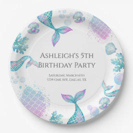 Prato De Papel Turquesa Sereia - Festa de aniversário