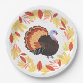 Prato De Papel Turquia e Folhas de Ação de Graças