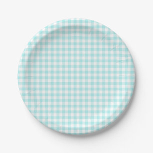 Prato De Papel Turquoise Pale Personalizada Gingham