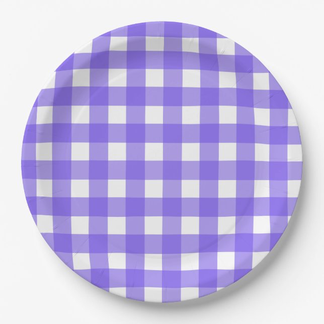 Prato De Papel Turwinkle e gingham branco (Frente)