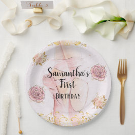 Prato De Papel Tutu Ballerina temeu Primeiro Aniversário de Placa