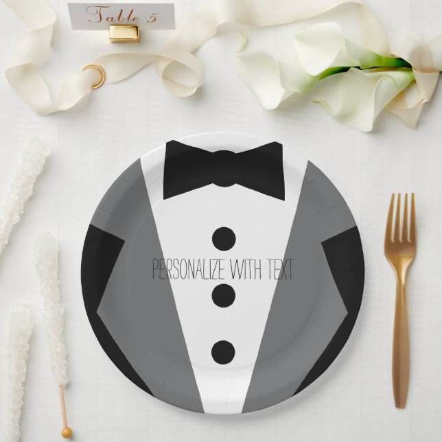 Prato De Papel Tuxedo Wedding (Casamento)